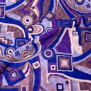 エミリオプッチ薄手サッカー生地幾何学模様ブルー×パープル×グレー/PAROLARI EMILIO PUCCI 100% Cotton Fabric in Geometric Print, Blue×Purple×Gray